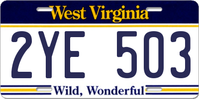 WV license plate 2YE503