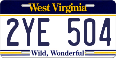 WV license plate 2YE504