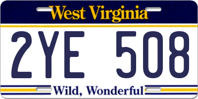 WV license plate 2YE508