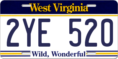 WV license plate 2YE520