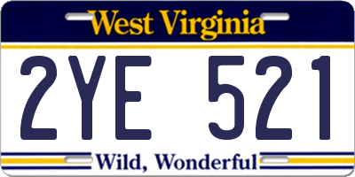 WV license plate 2YE521