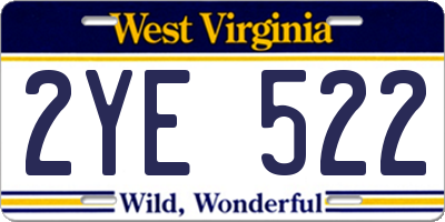 WV license plate 2YE522