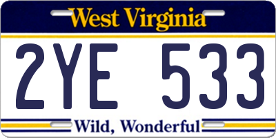 WV license plate 2YE533