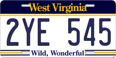 WV license plate 2YE545