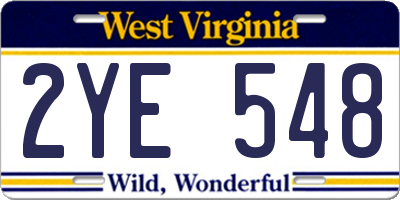 WV license plate 2YE548