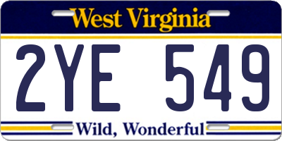 WV license plate 2YE549