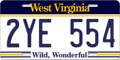 WV license plate 2YE554