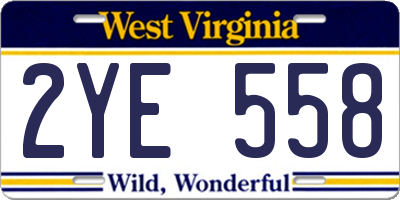 WV license plate 2YE558