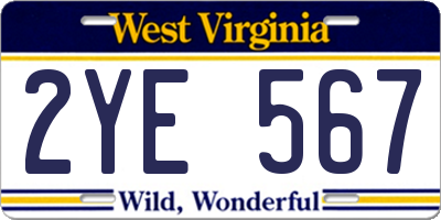 WV license plate 2YE567