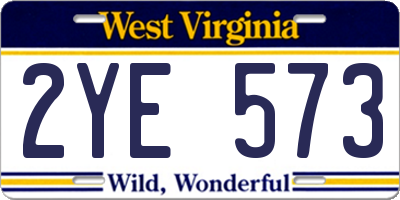 WV license plate 2YE573
