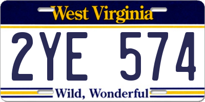 WV license plate 2YE574