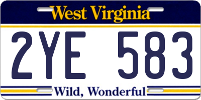 WV license plate 2YE583
