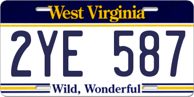 WV license plate 2YE587