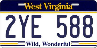 WV license plate 2YE588