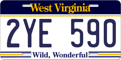 WV license plate 2YE590