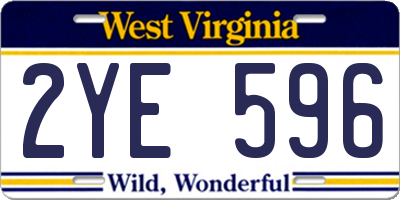 WV license plate 2YE596