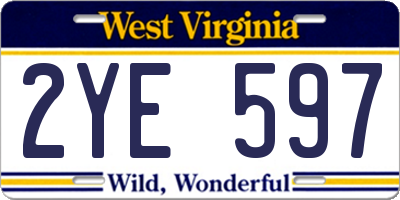 WV license plate 2YE597