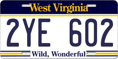 WV license plate 2YE602