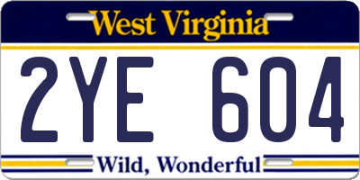 WV license plate 2YE604