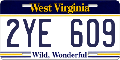 WV license plate 2YE609