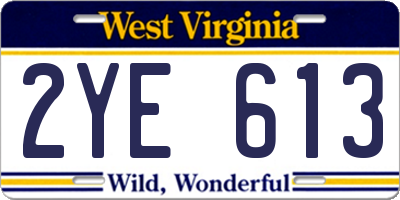WV license plate 2YE613