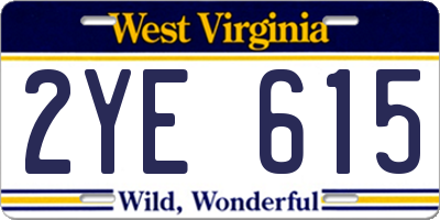 WV license plate 2YE615