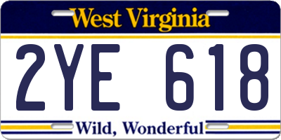WV license plate 2YE618