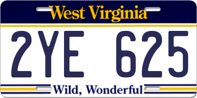 WV license plate 2YE625