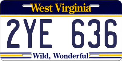 WV license plate 2YE636