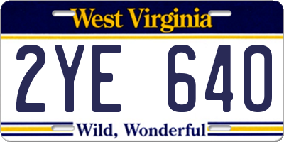 WV license plate 2YE640