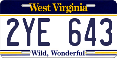 WV license plate 2YE643
