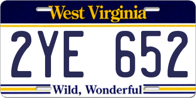 WV license plate 2YE652