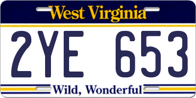 WV license plate 2YE653