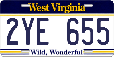 WV license plate 2YE655