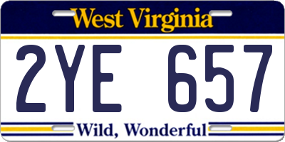 WV license plate 2YE657