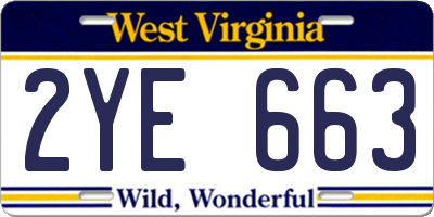 WV license plate 2YE663