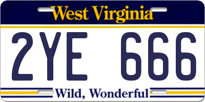WV license plate 2YE666