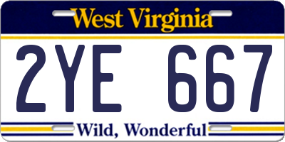WV license plate 2YE667