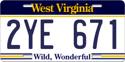 WV license plate 2YE671