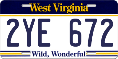 WV license plate 2YE672