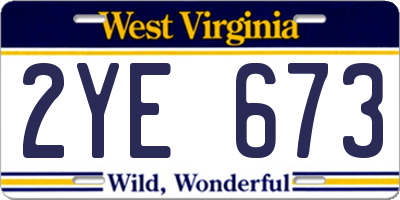 WV license plate 2YE673