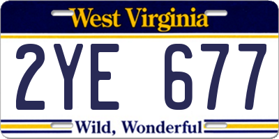 WV license plate 2YE677