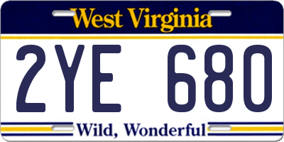WV license plate 2YE680
