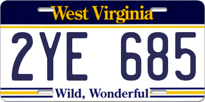 WV license plate 2YE685