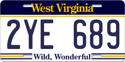 WV license plate 2YE689