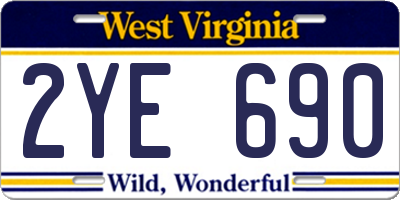 WV license plate 2YE690