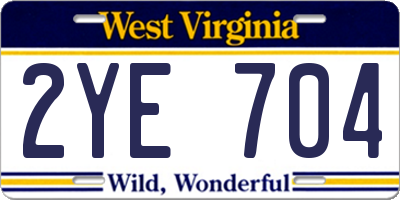 WV license plate 2YE704