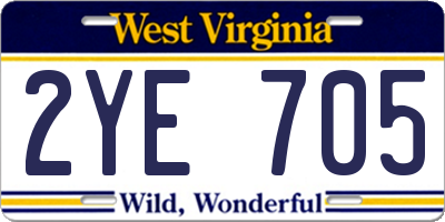 WV license plate 2YE705