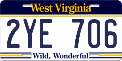 WV license plate 2YE706