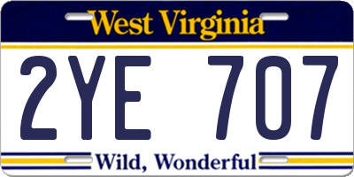 WV license plate 2YE707
